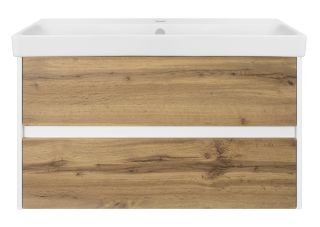 Подвесная тумба под раковину Misty Адриана 90см дуб Вотан/белый